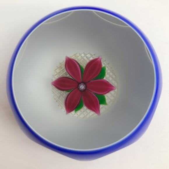 Perthshire Miniature Overlay 1979C Lampwork Flower Faceted Paperweight Box & COA - Picture 2 of 14